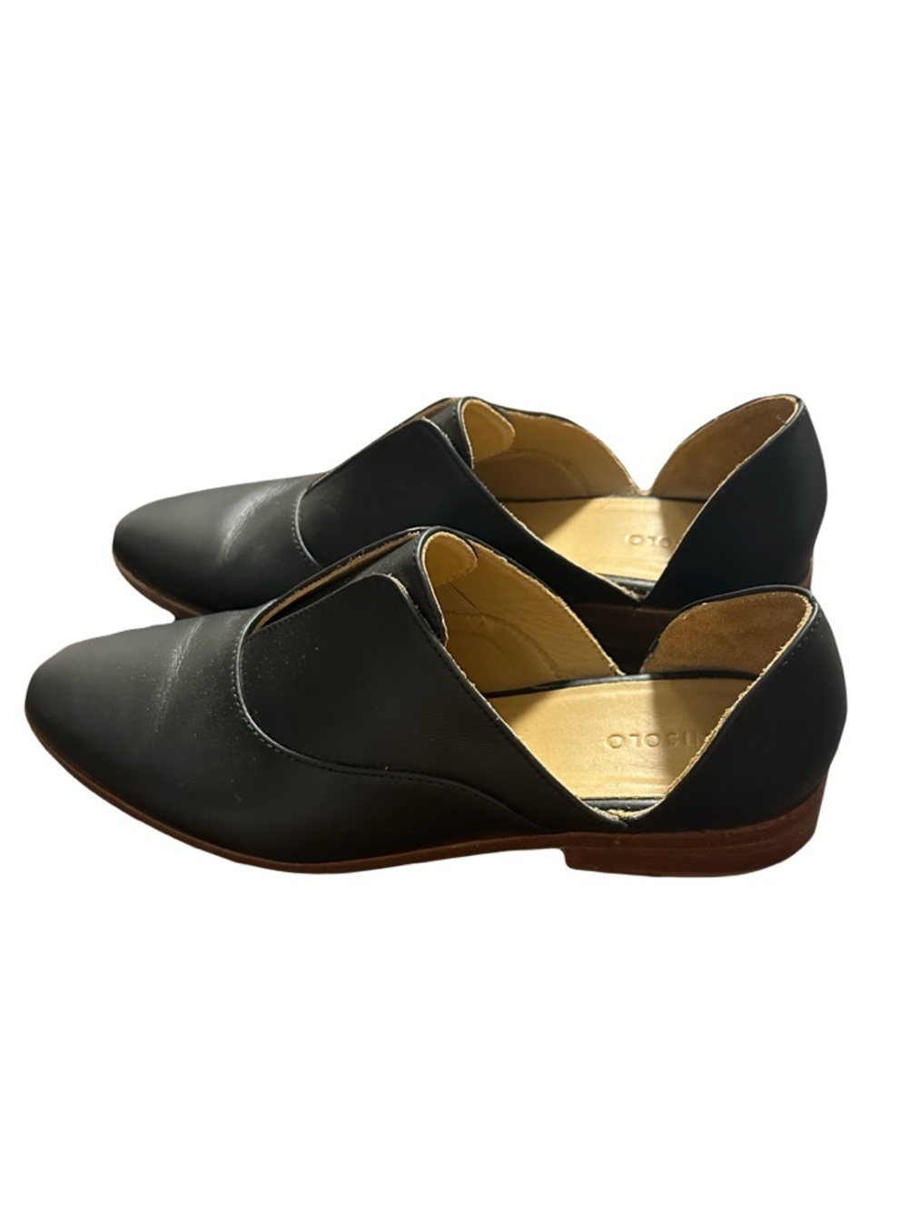 Nisolo Emma d'Orsay Oxford Black Leather Modern Handmade Shoes Size 9.5